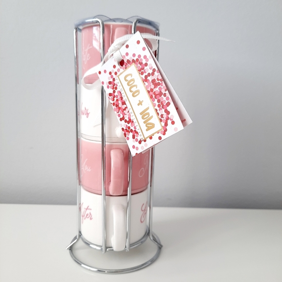 Pink and White Stacking Mugs Set - Picture 2 of 4